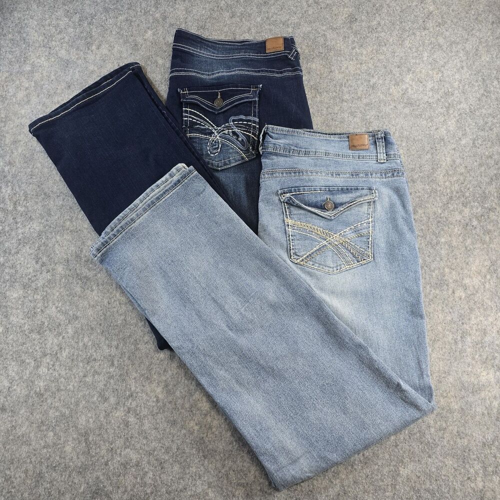 Set of 2 Wallflower Women's Bootcut Denim Jeans Size 22 Plus LONG Dark & Lt Wash